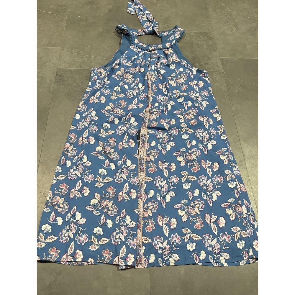 Blue Rain Women's Size S Blue Floral Bohemian Chiffon Dress F-71